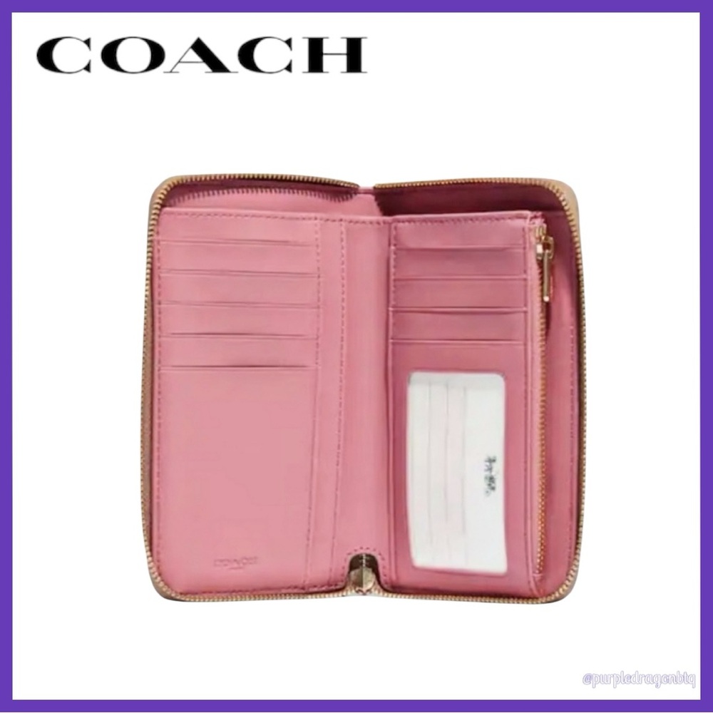 Coach ✨Final Price ✨MEDIUM ZIP AROUND WALLET SIGNATURE JACQUARD WITH STRIPES NWT - Picture 5 of 5